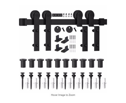 2.25 Tebal Barn Gate Hardware Ceiling Mount 8ft Double Sliding Barn Door Hardware Hitam