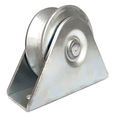 4inch 100mm v alur roda gerbang geser Dengan Bracket Bantalan Ganda Baja Galvanis
