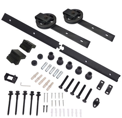 Perangkat Keras Pintu Gudang Set Trolley Gate Wheel Dengan 2 Meter Top Mount Tracks