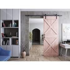 7,5 Ft Sliding Barn Door Hardware Powder Dilapisi Hitam Dengan Rel 2m