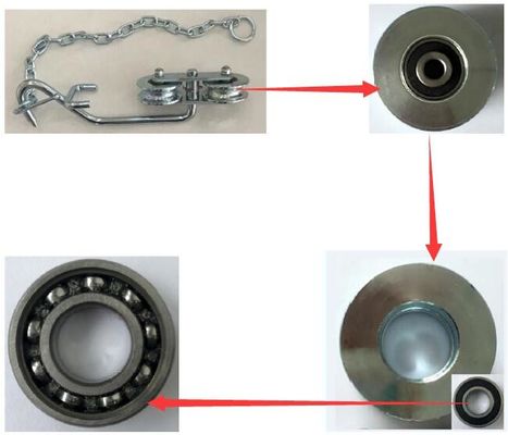 ISO9001 Galvanized Banana Cableway Roller Trolley Pulley Dengan Chains Untuk Banana Farm