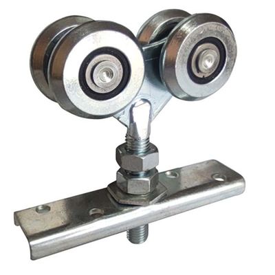 Silver Four Rollers Slide Hanging Door Rollers 44mm Dengan Forge Center Plate