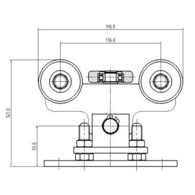60mm dengan pelat pengikat cantilever gate carriage 5 roda yang dapat disesuaikan