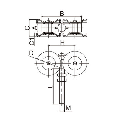 Gudang Kaca 2 Inch Metal Sliding Door Rollers Gaya Amerika Dengan Bantalan