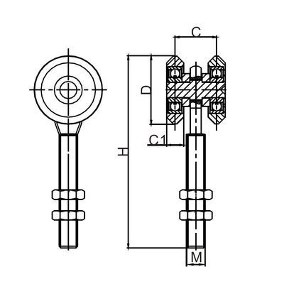 Roda Rol Pintu Geser Komersial Tugas Berat 38mm M12 2 Roda
