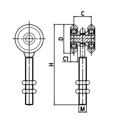 2 Roda M12 100mm Geser Gantung Pintu Garasi Rol Pulley Track Wheel