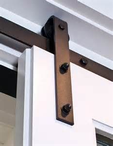 80kg-100kg Black Bent Strap Barn Door Hardware Kit Sliding Gate Rollers Dan Track