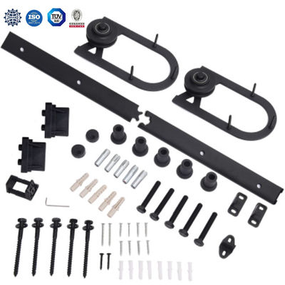 2.25 Tebal Barn Gate Hardware Ceiling Mount 8ft Double Sliding Barn Door Hardware Hitam