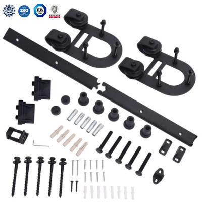 2.25 Tebal Barn Gate Hardware Ceiling Mount 8ft Double Sliding Barn Door Hardware Hitam