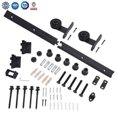 2.25 Tebal Barn Gate Hardware Ceiling Mount 8ft Double Sliding Barn Door Hardware Hitam