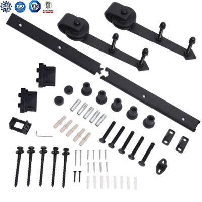 2.25 Tebal Barn Gate Hardware Ceiling Mount 8ft Double Sliding Barn Door Hardware Hitam