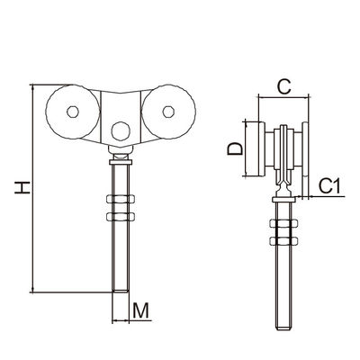 Roda Roller Gantung Pintu Kaca 4 Gaya Pelat Bulat 33.5mm