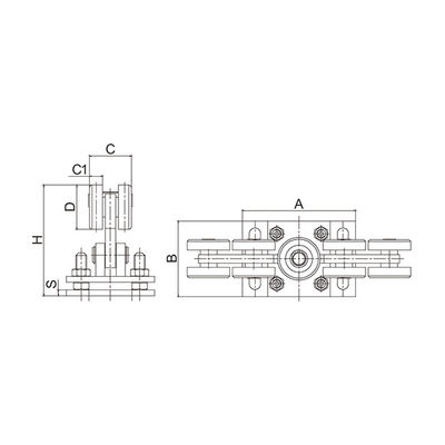 Electric Cantilever Sliding Gate Kit 10 Roda Untuk 80x80 Rail 68mm Carriage Roller Plat yang Dapat Disesuaikan