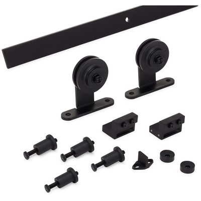 8 Kaki 6ft 7 Ft 4ft Double Barn Door Hardware Kit Pintu Kayu Bubuk Besi Logam Hitam