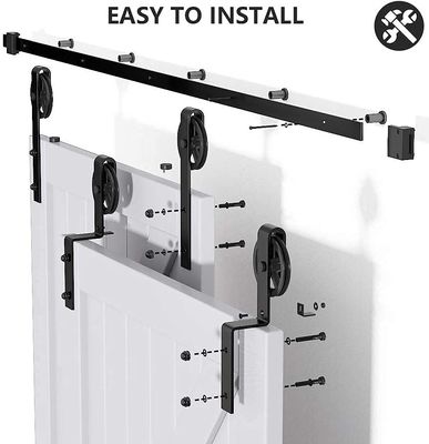 16 ft 12 ft 7 '8' Barn Gate Hardware pemasangan di langit-langit pintu gudang bypass ganda hardware Lurus