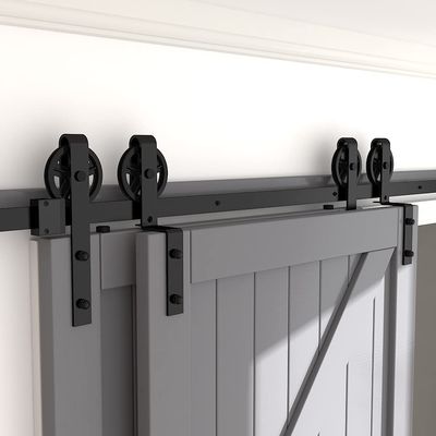 16 ft 12 ft 7 '8' Barn Gate Hardware pemasangan di langit-langit pintu gudang bypass ganda hardware Lurus