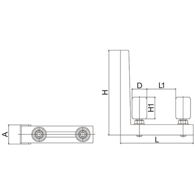40x60mm Sliding Gate Guide Bracket 90 Derajat Penyesuaian Nilon Hitam Putih