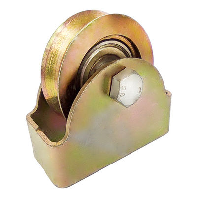 Penempatan Roda Gerbang Geser 80mm Y Groove Single Bearing Dengan Kotak Dukungan Bulat Eksterior