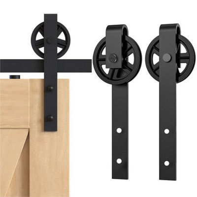 5.5ft 48 Inch Bypass Spoke Wheel Barn Door Hardware Lemari Garasi Baja Karbon Track Datar