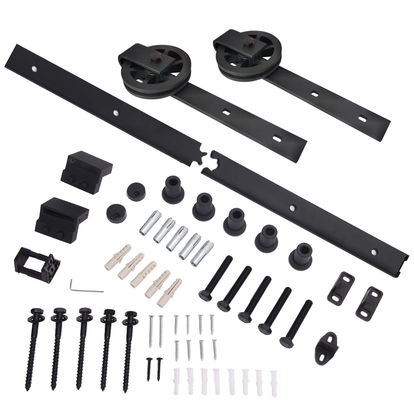 5.5ft 48 Inch Bypass Spoke Wheel Barn Door Hardware Lemari Garasi Baja Karbon Track Datar