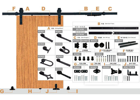 JNK 2 1/4&quot; Barn Gate Hardware Interior Barn Door Hardware Handle Dan Kunci Dengan Track 2m Datar
