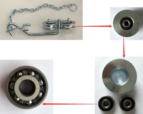 Sistem Roller Cableway Zinc Banana Putih Dengan Chain Heavy Duty Ball Bearing D64mm