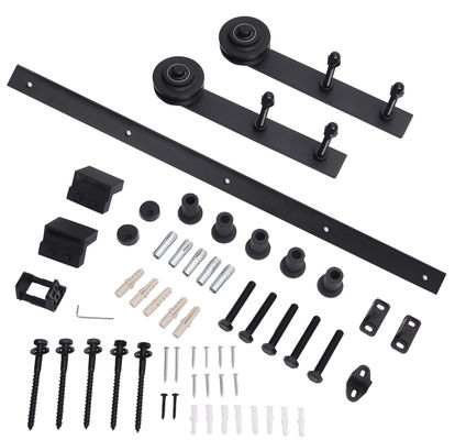 6.13kg 8ft 60 In Barn Door Hardware Industrial Hanging Door Rollers Plat Lurus