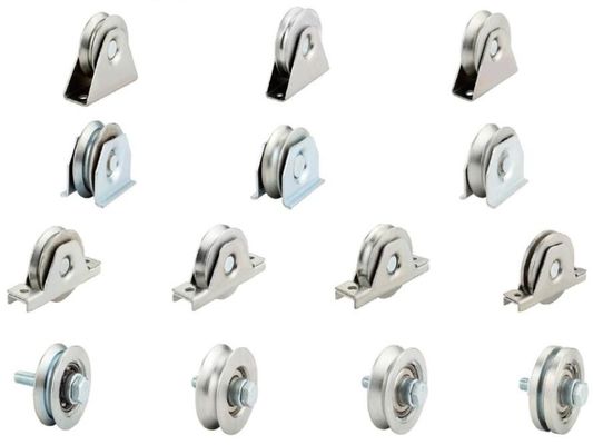 Trapesium braket pintu katrol bantalan bergulir pintu besi katrol perangkat keras kit