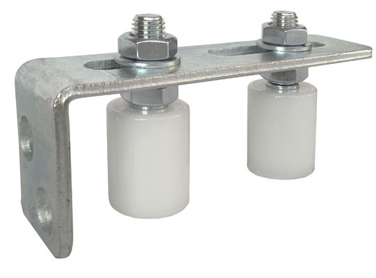 Adjustable Sliding Gate Upper Guide Bracket 40x30 Nylon Rollers White Zinc
