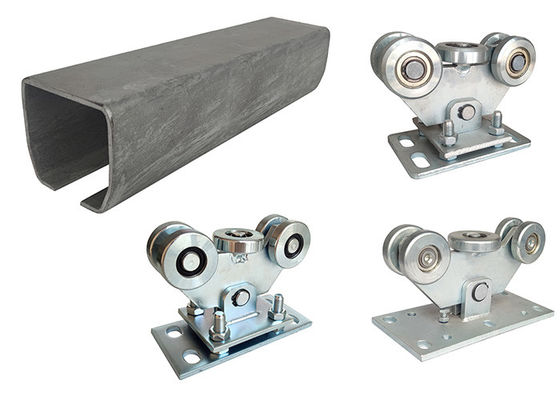 U Groove Steel Track Bawah Kantilever Sistem Gerbang 5 Roda