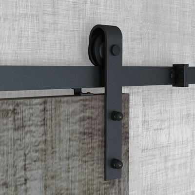 Kit Perangkat Keras Pintu Gudang Interior Ganda Matte Black Wall Mounted