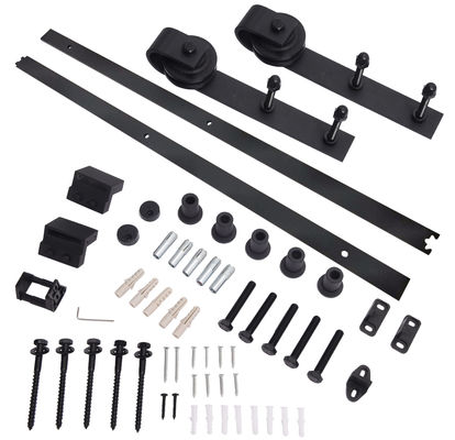 Kit Perangkat Keras Pintu Gudang Interior Ganda Matte Black Wall Mounted