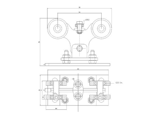 6203 Bearing Sliver Zinc Adjustable Sliding Gate Roller Dengan 8 Rol