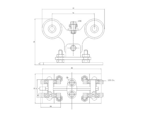 6203 Bearing Sliver Zinc Adjustable Sliding Gate Roller Dengan 8 Rol