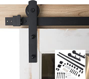 I Shape Black Barn Door Hardware Track Kit Untuk Satu Pintu