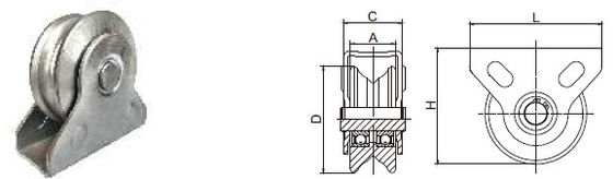 Solid Roller 2 Inch V Groove Rollers Untuk Troli 50 - 160mm