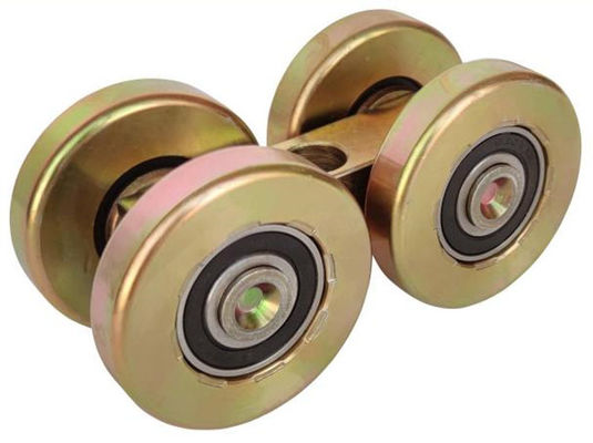 48mm Steel Yellow Zinc Folding Door Roller Dengan Satu Blok Lubang Tengah