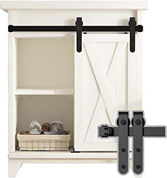 Kabinet Pintu Ganda Mini Barn Door Hardware Kit 8ft 10ft Hitam