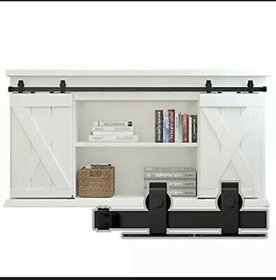 Black Powder Coated Finish Sliding Barn Door Hardware Kit Untuk Furnitur