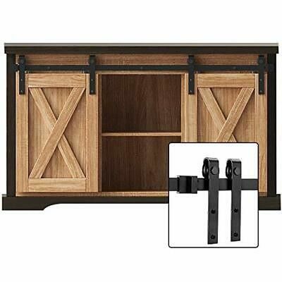 Black Classic Strap Mini Barn Door Hardware Kit 6 Ft Untuk Pintu Kayu Ganda