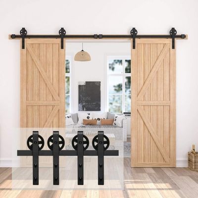 6 ft 8ft Black Design slider Geser halus Kit perangkat keras pintu gudang yang sangat tenang