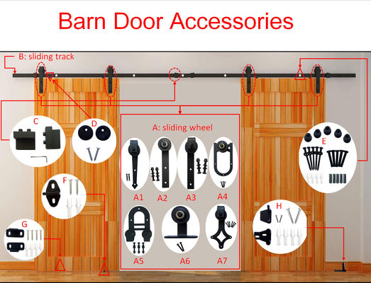 Slider desain hitam 8 kaki ultra-tenang Inovatif dalam opsi desainer, kit perangkat keras pintu gudang all-in-one