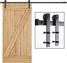4-8.2 FT Black Steel Bypass Barn Door Hardware One Piece Wall Mount