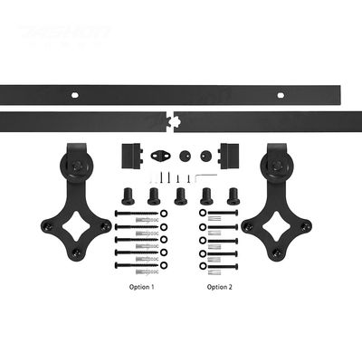 Perangkat Keras Pintu Gudang Baja Bergulir Hitam One Piece Wall Mounting